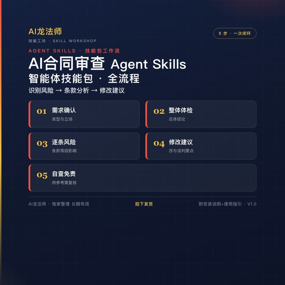 078 AI 合同审查 Agent（识别风险 → 条款分析 → 修改建议） 商品图