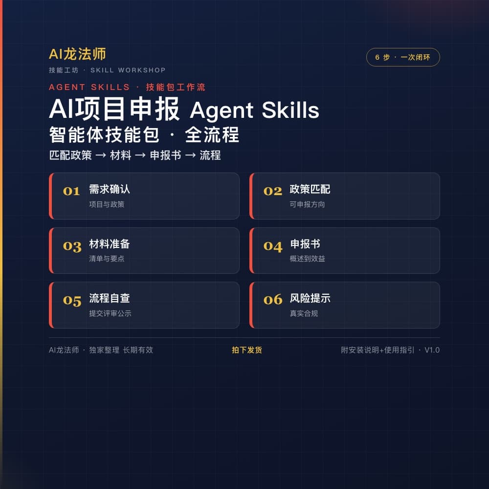 072 AI 项目申报 Agent（匹配政策 → 材料准备 → 申报书 → 流程） 商品图